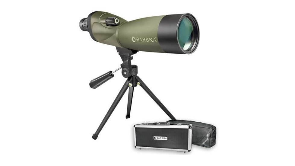 Barska 20-60x60 Blackhawk Waterproof Spotting Scope, Straight, Green, w/ Tripod, Soft Case, Hard Case, AD10350