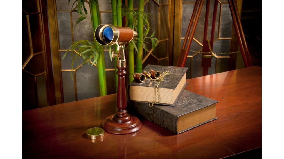 Barska AnchorMaster 15-45x50 Brass / Mahogany Spy Glass - Handcrafted w/ Desktop Pedestal AA10614
