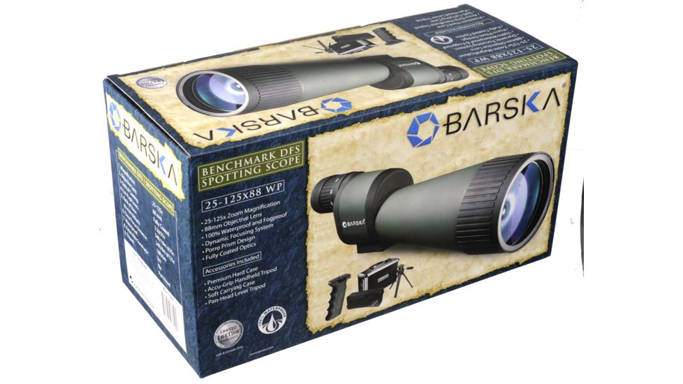 Barska 25-125x88 WP, Benchmark Spotting Scope, Straight, w/ 2 Tripods, Soft &amp; Hard Case