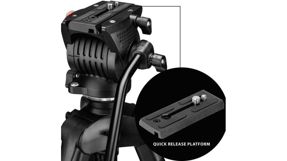 Barska Professional Fluid Head Tripod, Black, Medium, AF13650