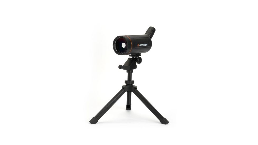 Celestron C70 Mini Mak 25-75x Zoom Angled Spotting Scope, Black w/ Table Tripod 52238