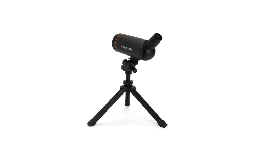 Celestron C70 Mini Mak 25-75x Zoom Angled Spotting Scope, Black w/ Table Tripod 52238