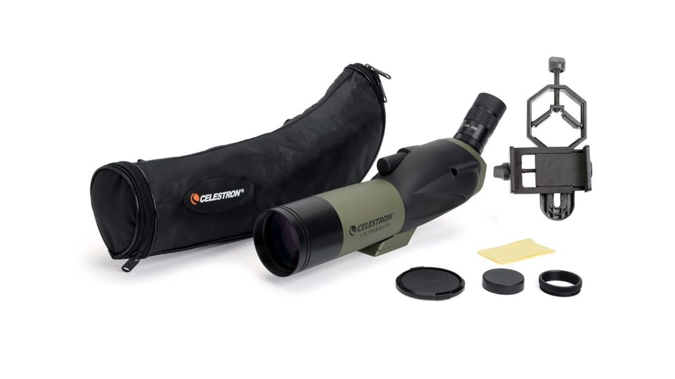 Celestron Ultima 65 Angled Spotting Scope, 18-55x65mm, 45 Degree w/ Smartphone Adapter 52348