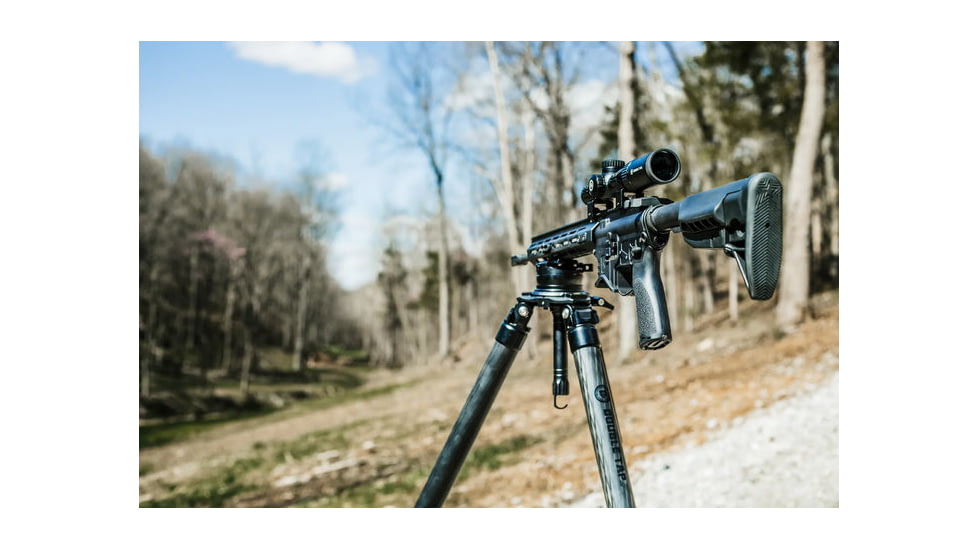 Double Tap Industries Stronghold Carbon Fiber Shooting Tripod w/Leveling Head, Black, TRI-CF-002L