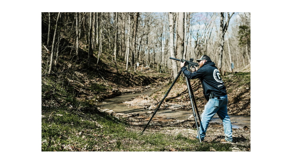 Double Tap Industries Stronghold Carbon Fiber Shooting Tripod w/Leveling Head, Black, TRI-CF-002L