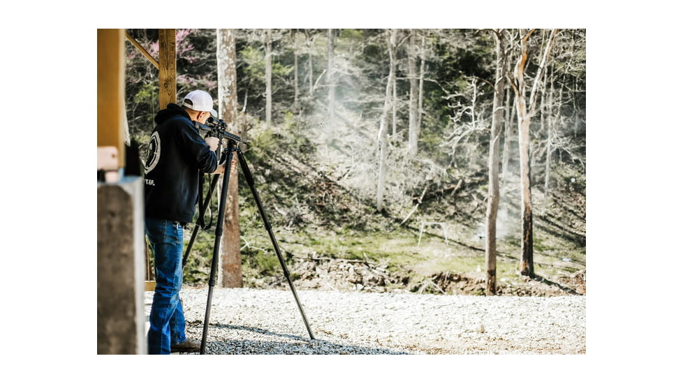 Double Tap Industries Stronghold Carbon Fiber Shooting Tripod w/Leveling Head, Black, TRI-CF-002L