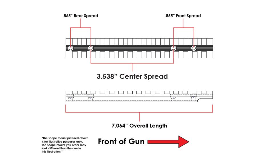 Evolution Gun Works Ruger American Long Action Scope Mount 20 MOA Ambidextrous, 7.064 in, Aluminum, Matte Black, 46162
