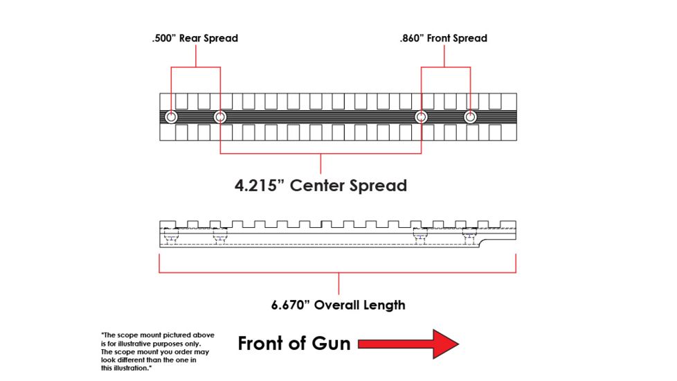 Evolution Gun Works Ruger M-77 Long Action Picatinny Rail Mount 20 MOA, 6.670 in, Aluminum, Matte Black, 46122