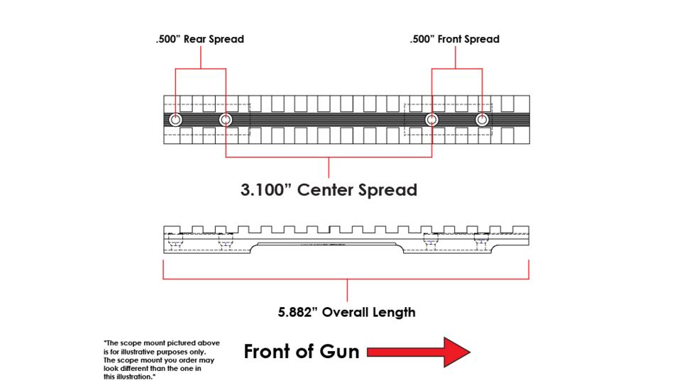 Evolution Gun Works Savage B17, B22, B22LR Picatinny Rail Scope Mount 0 MOA, 5.882 in, Aluminum, Matte Black, 41990