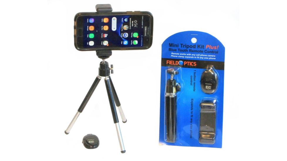 Field Optics Research Mini Tripod w/Ball Head and Phone Mount, AL telescoping legs, 4.5in to 6.5in, 1/4-20 thread., FMTA