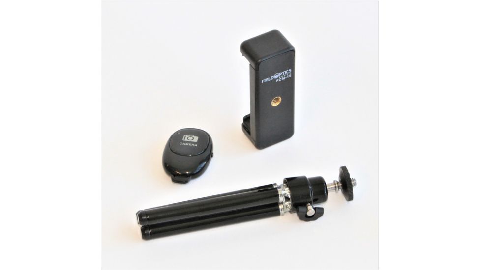 Field Optics Research Mini Tripod w/Ball Head and Phone Mount, AL telescoping legs, 4.5in to 6.5in, 1/4-20 thread., FMTA