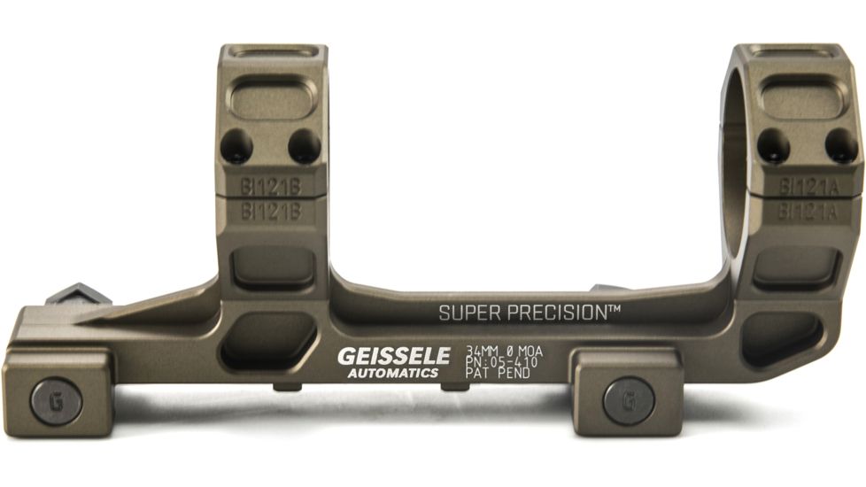 Geissele SR-25/AR-10 Super Precision Series Extended Scope Mount,34mm,7075-T6 Aluminum,Desert Dirt Color 05-410S