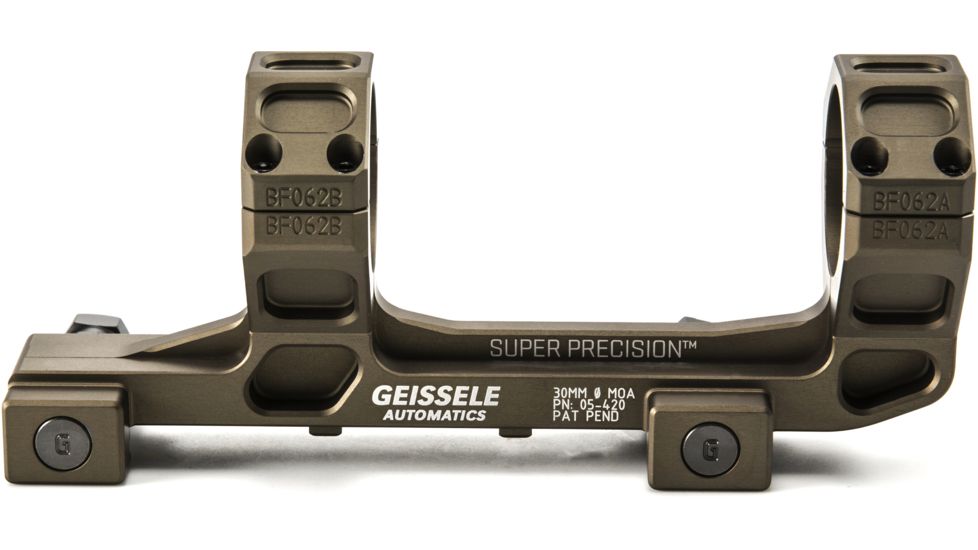 Geissele SR-25/AR-10 Super Precision Series Extended Scope Mount,30mm,7075-T6 Aluminum,Desert Dirt Color 05-420S