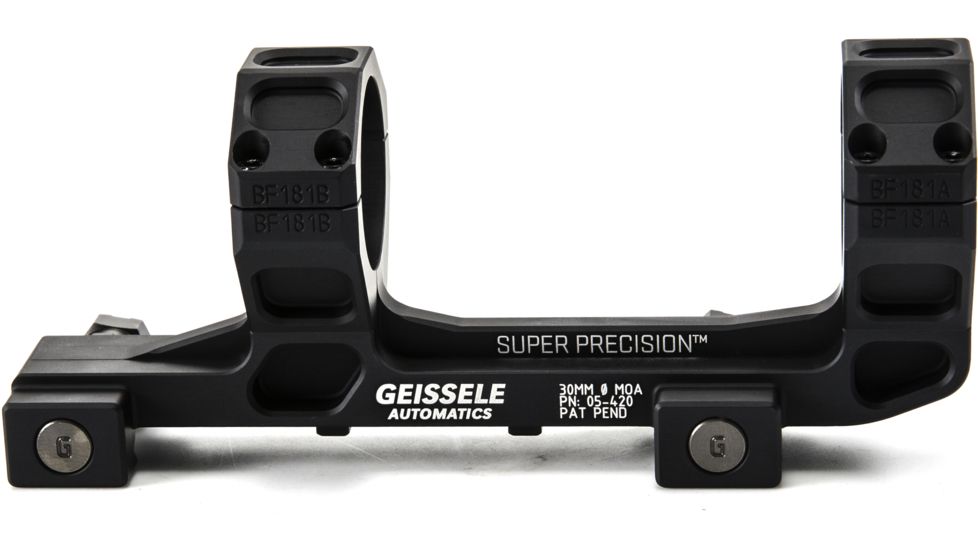 Geissele SR-25/AR-10 Super Precision Series Extended Scope Mount,30mm,7075-T6 Aluminum,Black 05-420B