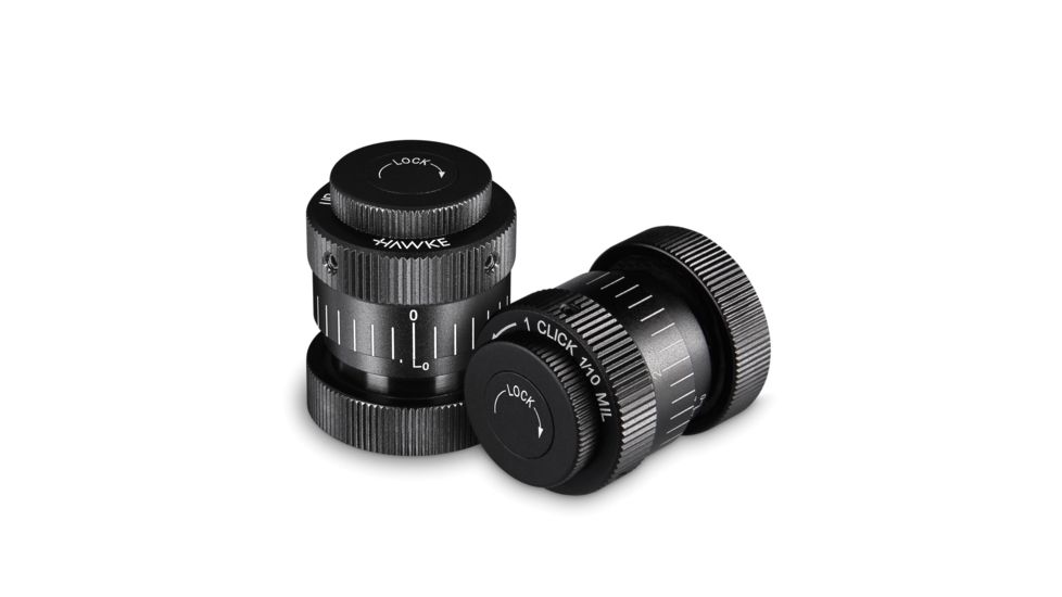 Hawke Sport Optics 1/10 MRAD Interchangeable Turrets, Black, 65102