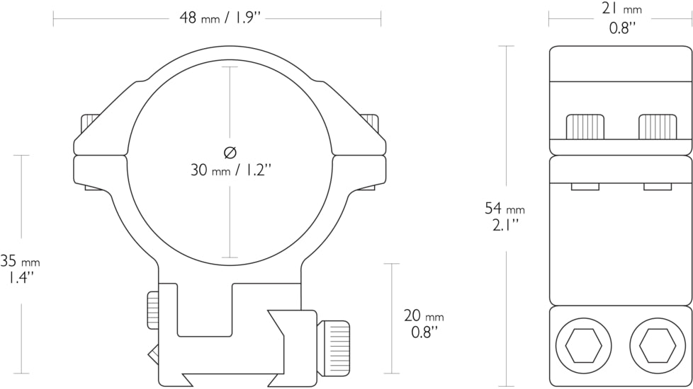 Hawke Sport Optics Adjustable Rifle Scope Rings, 30mm Tube, 9-11mm Height, 2-Piece, Black, 22140