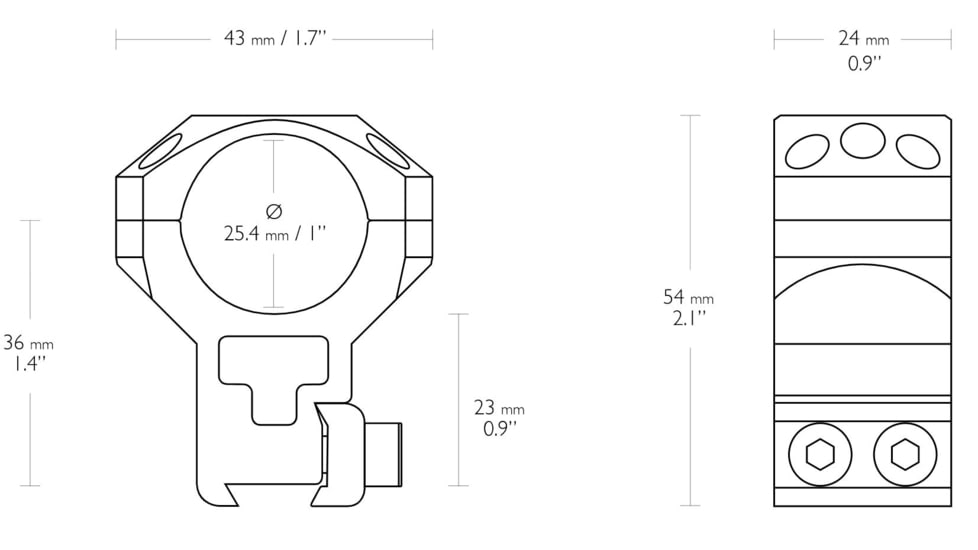 Hawke Sport Optics Dovetail Tactical Rings - 2-Pieces, 1in, Extra High, Black, 24103