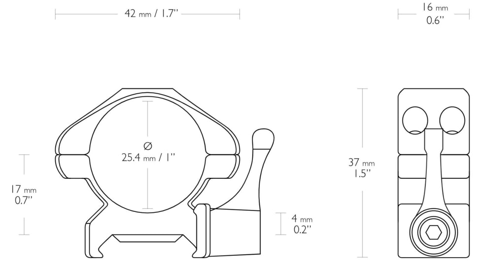 Hawke Sport Optics Precision Steel 1in Rings Weaver w/ Lever - 2-Pieces, Low, Black, 23010