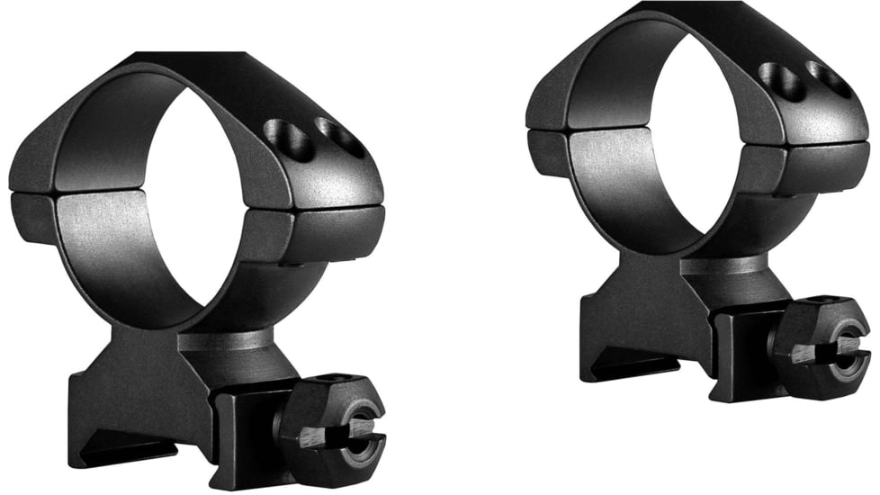 Hawke Sport Optics Precision Steel 30mm Rings Weaver 30mm w/ Nut - 2-Pieces, High, Black, 23007