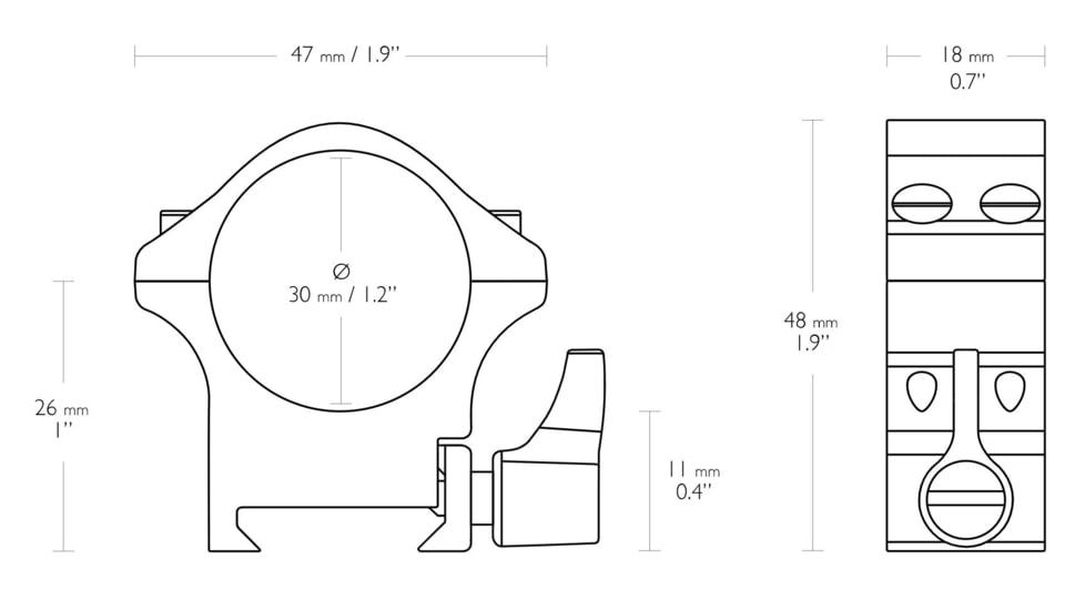 Hawke Sport Optics Professional Steel 30mm Weaver Scope Rings - 2-Pieces, Medium, Black, 23106
