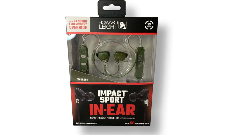 Howard Leight Impact Sport In-Ear Passive Hear Through Technology, OD Green, R-02700