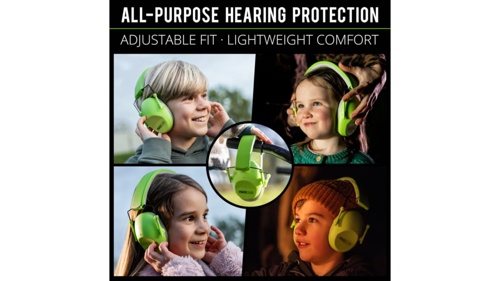 ISOtunes Sport Junior Defender Protective Ear Muffs, 20 dB, 1 Pair, Green, Kids, IT-96KG
