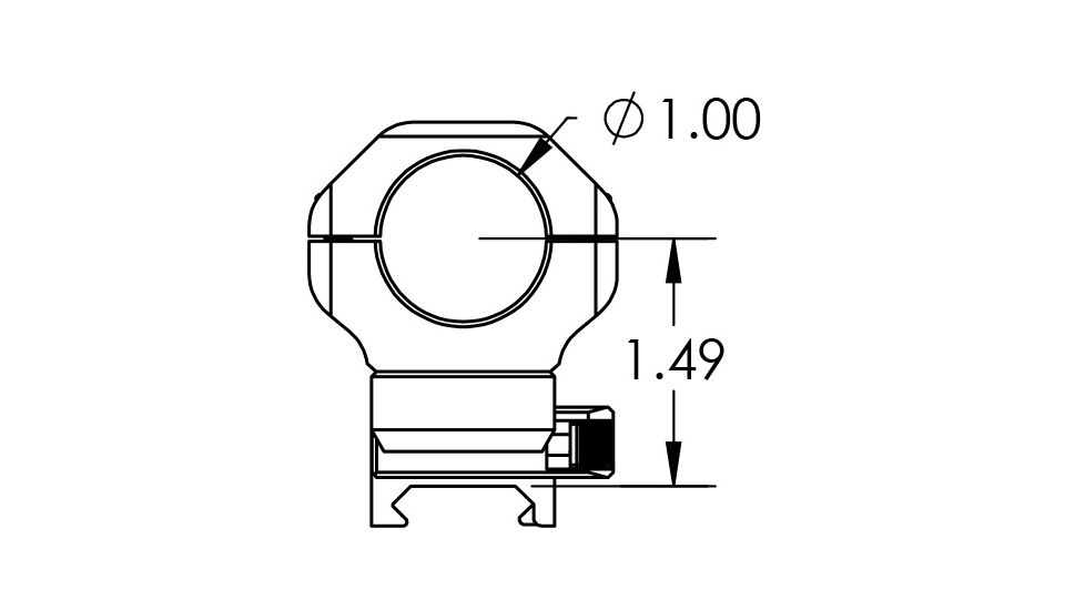 Kinetic Development Group sidelok cantiliever Scope Ring Mount Modular Kit 1&quot;, Black, SID5-142