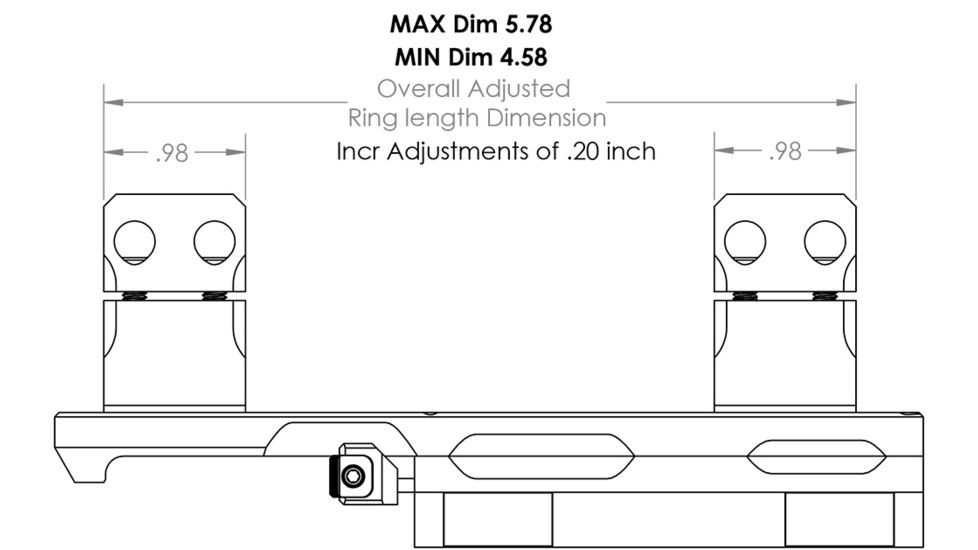 Kinetic Development Group sidelok cantiliever Scope Ring Mount Modular Kit 1&quot;, Black, SID5-142