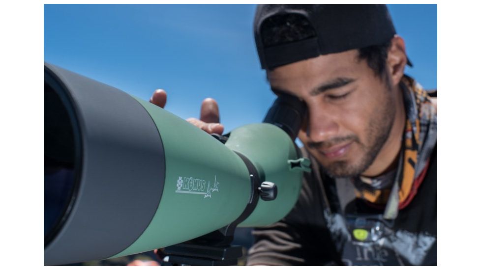 Konus Konuspot-100 20-60X100 mm Angled Spotting Scope w/ Objective Lens Case and Camera Adapter, Green, 7122B