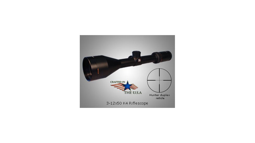 Kruger Optical 3-12x50mm K4 Rifle Scope w/ Hunter Duplex Reticle 63301