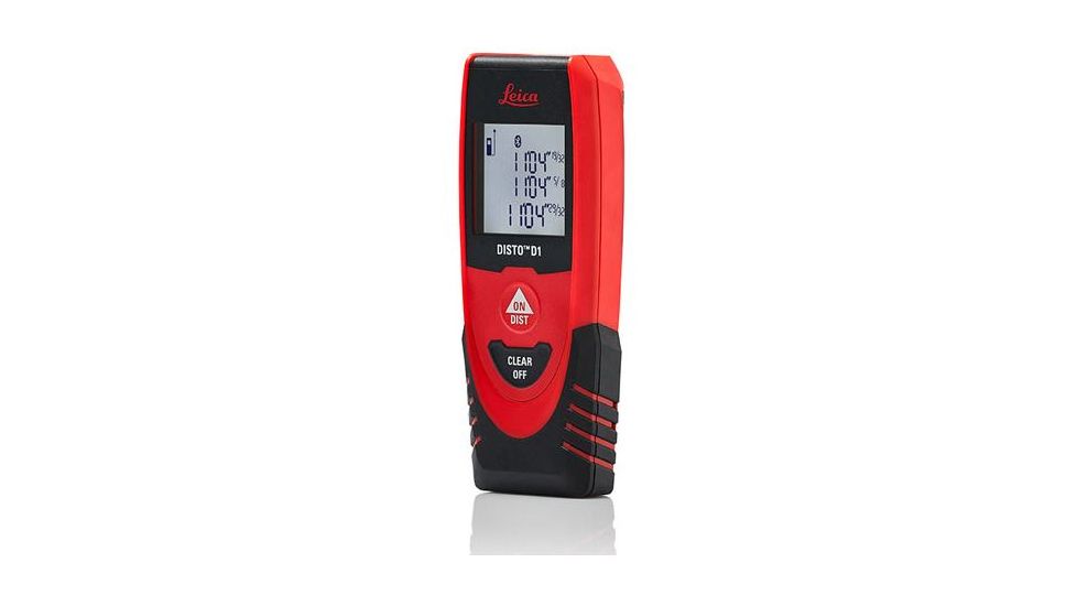 Leica DISTO D1 - Bluetooth 4.0, 130ft Range, 1/16in Accuracy, Works with Free DISTO Sketch App, Red/Black, 4.53in x 1.71in x 0.93in, NSN none, 846805