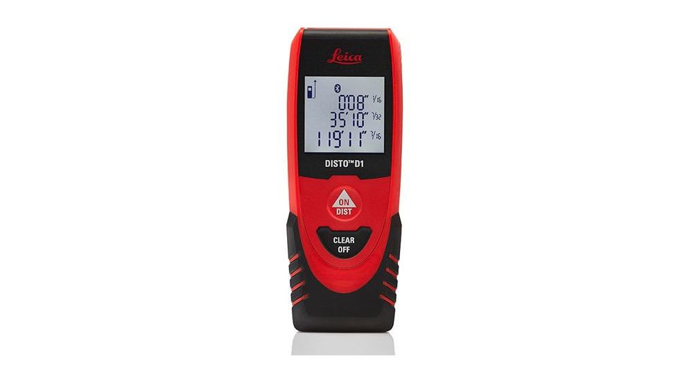 Leica DISTO D1 - Bluetooth 4.0, 130ft Range, 1/16in Accuracy, Works with Free DISTO Sketch App, Red/Black, 4.53in x 1.71in x 0.93in, NSN none, 846805