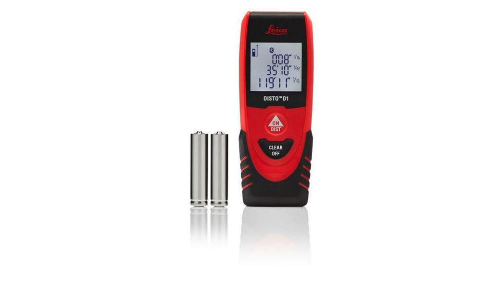Leica DISTO D1 - Bluetooth 4.0, 130ft Range, 1/16in Accuracy, Works with Free DISTO Sketch App, Red/Black, 4.53in x 1.71in x 0.93in, NSN none, 846805