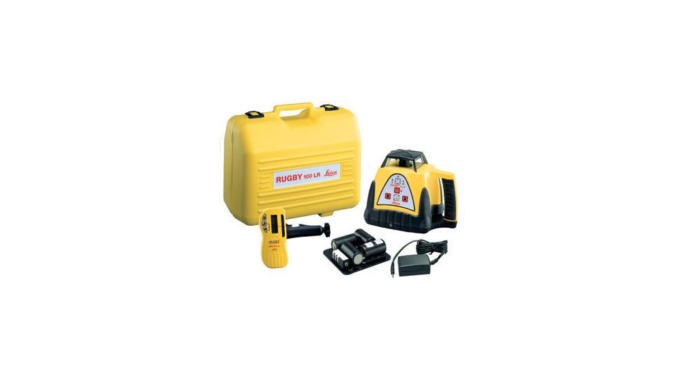 Leica Geosystems Rugby 100LR GC Construction Laser Package w/ Rod-Eye Classic Detector &amp; Alkaline Batteries 740565