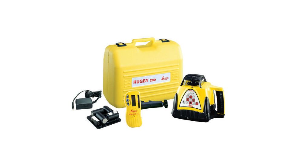 Leica Geosystems Rugby 200 Class IIIa Interior Laser Package w/ Deluxe Case, Remote Control &amp; Alkaline Battery 740236