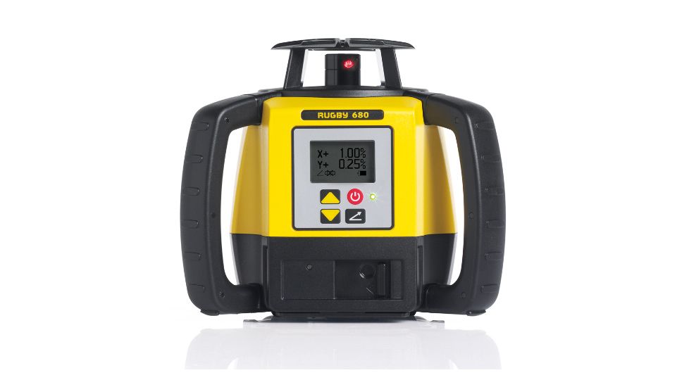 Leica Geosystems Rugby 680, Rotary Laser, Self Levelling, Dial In Grade to 8% in Dual Axis, Yellow/Black 6008624