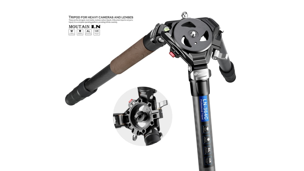 Leofoto LN-364C Heavy Duty Tripod w/ 75mm Video Bowl/Platform &amp; Bag, Black, LN-364C