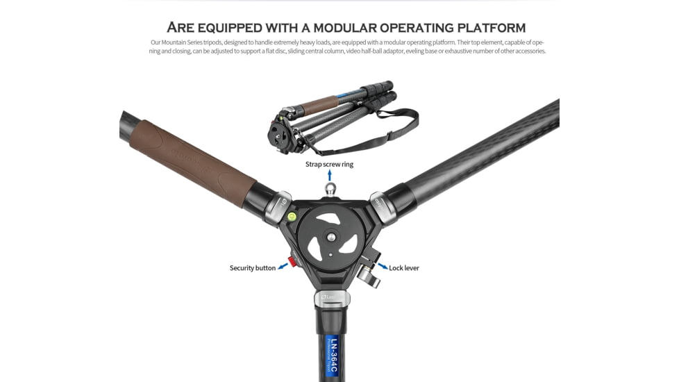 Leofoto LN-364C Heavy Duty Tripod w/ 75mm Video Bowl/Platform &amp; Bag, Black, LN-364C