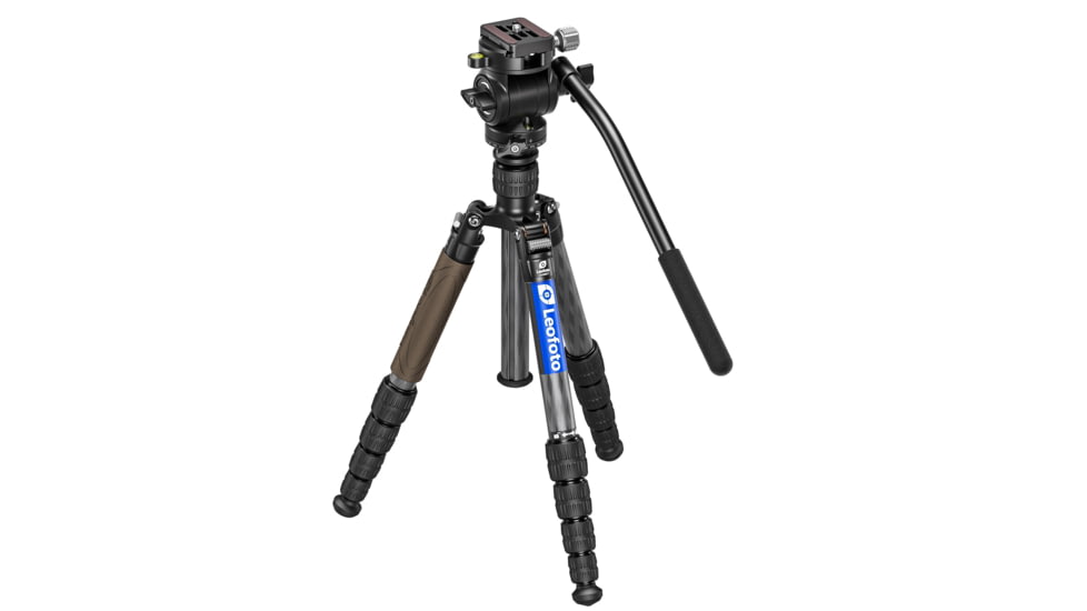 Leofoto LX-255CT/BV-1 Reversible Travel Tripod w/ Bino Fluid Head Kit, Black, LX-225CT+BV-1