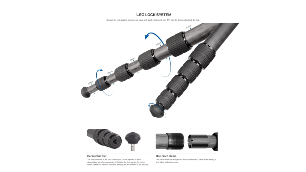 Leofoto LX-255CT/XB-32 Reversible Travel Tripod w/ Ball Head Set, Black, LX-255CT+XB-32