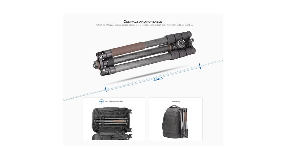 Leofoto LX-284CT/XB-38 Reversible Travel Tripod w/ Ball Head Set, Black, LX-284CT+XB-38