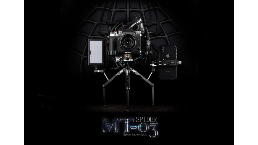 Leofoto MT-03 Folding Aluminum Mini Tripod w/ Bag, Black, MT-03