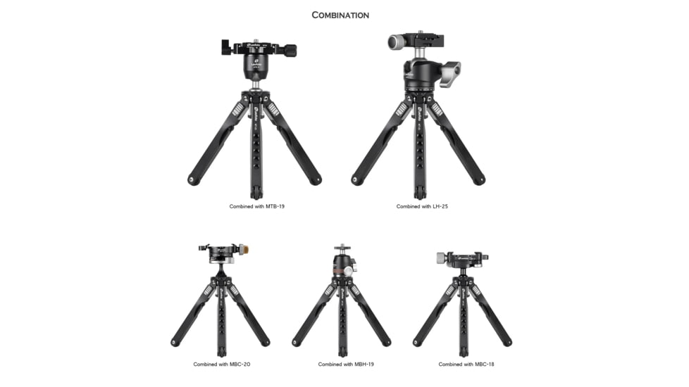 Leofoto MT-03 Folding Aluminum Mini Tripod w/ Bag, Black, MT-03