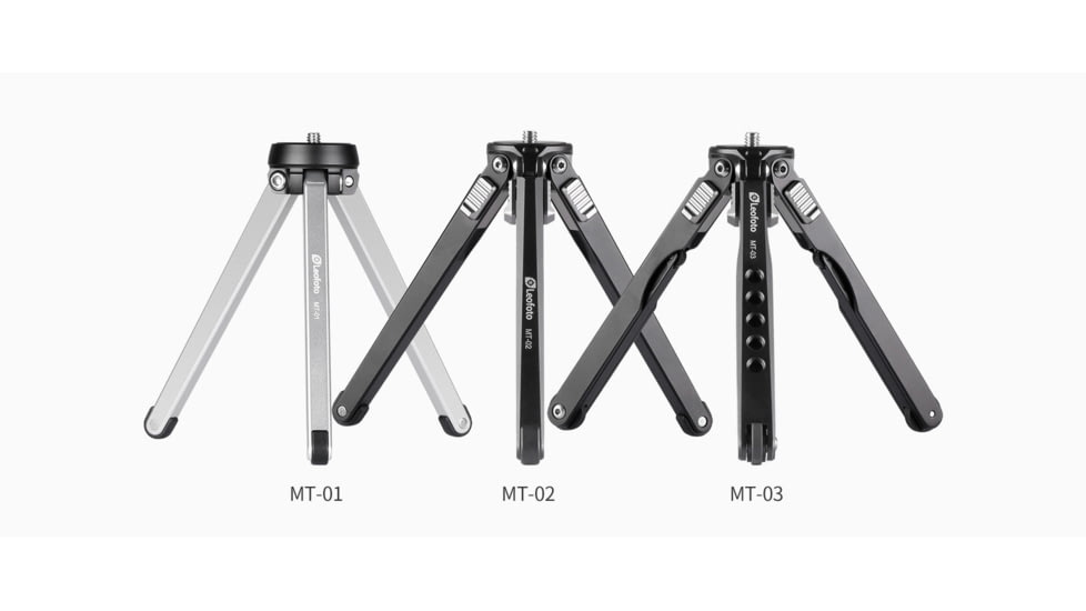 Leofoto MT-03 Folding Aluminum Mini Tripod w/ Bag, Black, MT-03