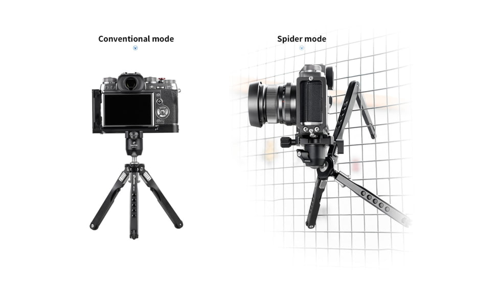 Leofoto MT-03 Folding Aluminum Mini Tripod w/ Bag, Black, MT-03