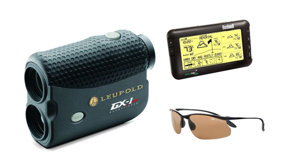 Golfer's Dream Combo - Leupold GX-1 Laser Rangefinder Tournament Legal, Bushnell 7-Day Wireless Golf Weather Forecaster, Bolle Action Kicker Golf Sunglasses