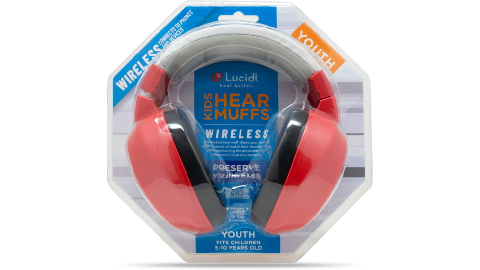 Lucid Audio Bluetooth HearMuffs for Children, Red, Adjustable, LA-KIDS-BT-RED