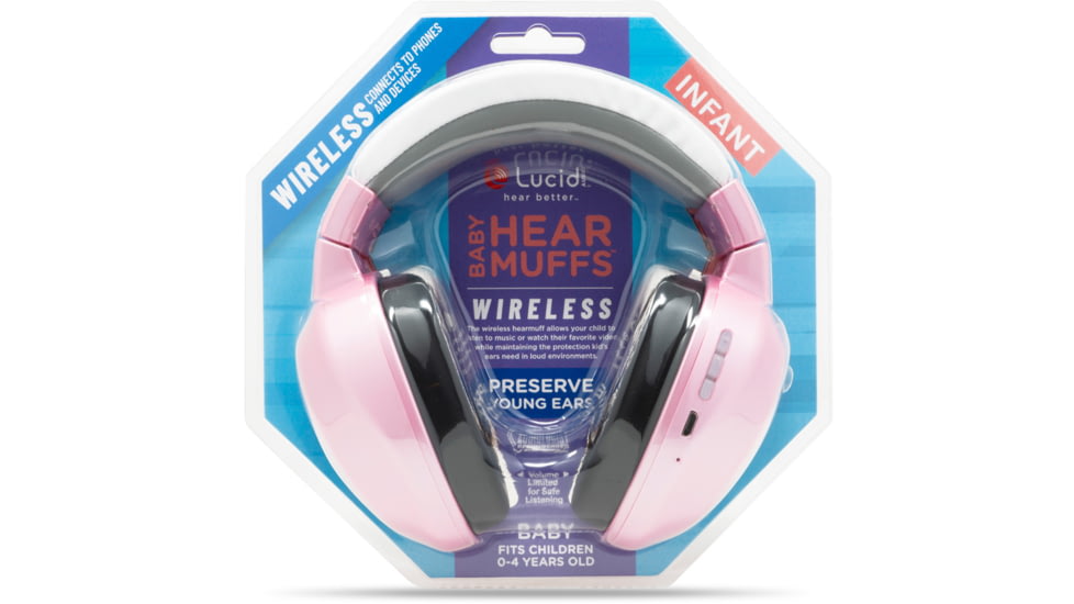 Lucid Audio Bluetooth HearMuffs for Infant/Toddler, Pink, Adjustable, LA-INFANT-BT-PINK