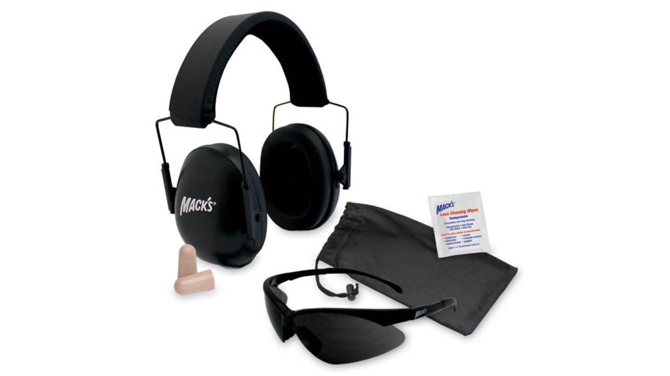 Macks Double Up Safety Kit, Black Earmuffs, Smoke Safety Glasses MK4460