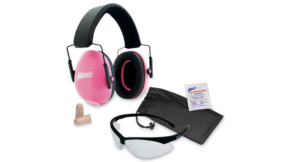 Macks Double Up Safety Kit, Pink Earmuffs, Clear Safety Glasses MK4464